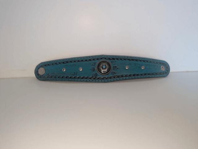 Bracelet Turquoise et concho argenté.